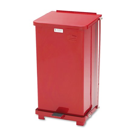 RUBBERMAID COMMERCIAL Defenders Biohazard Step Can, Square, Steel, 12 gal, Red FGST12EPLRD